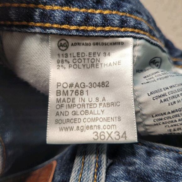 AG Adriano Goldschmied Jeans Mens 36x34 Blue Denim The Matchbox Slim Straight - Picture 7 of 10